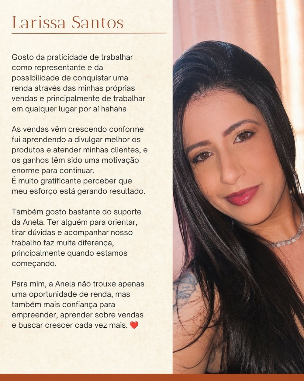 Depoimento de Larissa Santos, representante da Anela.