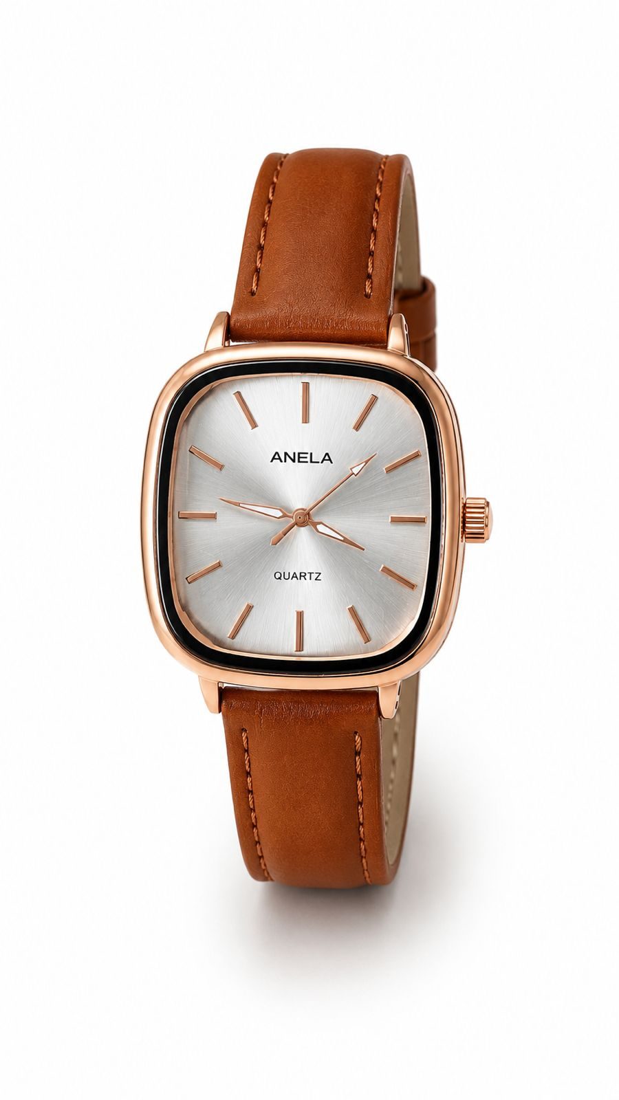 Relógio rosé de couro da marca Anela.
